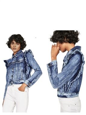Zara Denim Ruffle Jean Jacket